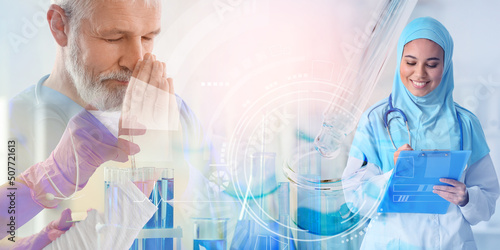 Collage with doctors and la...