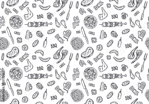 grill and bbq seamless pattern made in vector