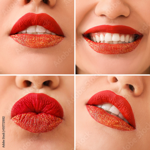 Collage with beautiful red ...