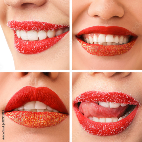 Collage with beautiful red ...