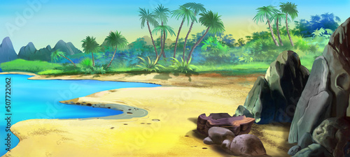 Sandy coast of the island in the tropics