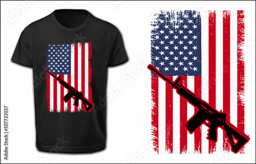Gun T Shirt Design With American Flag