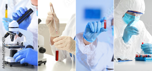 Collage with scientists wor...