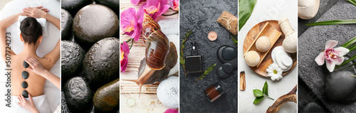 Collage with young woman in...