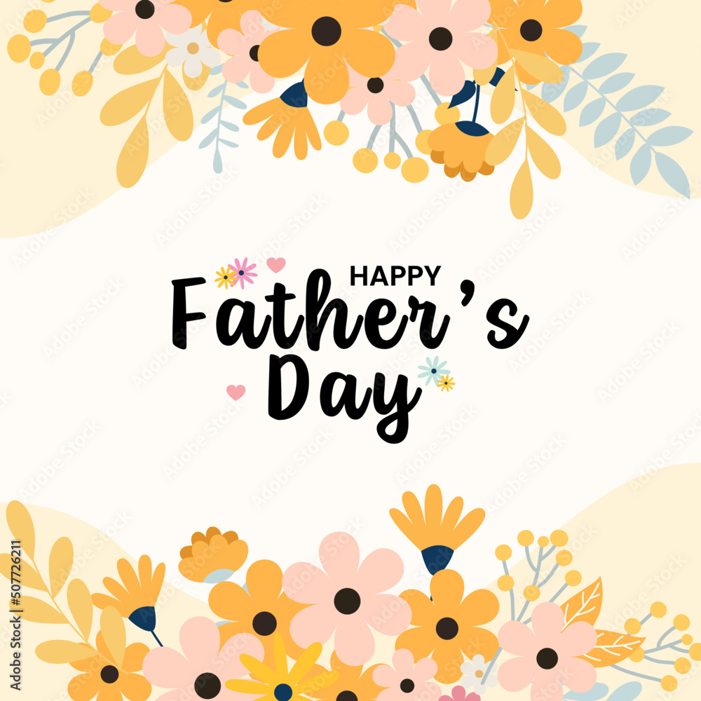 Floral Happy Father's Day Greeting card flat design