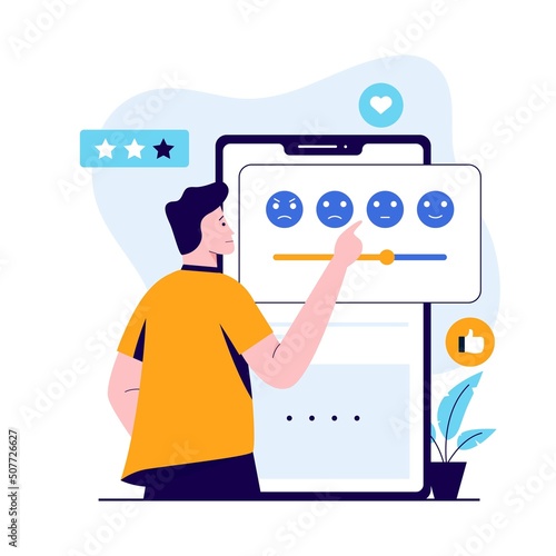 Flat design of positive feedback concept. Illustration for websites, landing pages, mobile applications, posters and banners. Trendy flat vector illustration