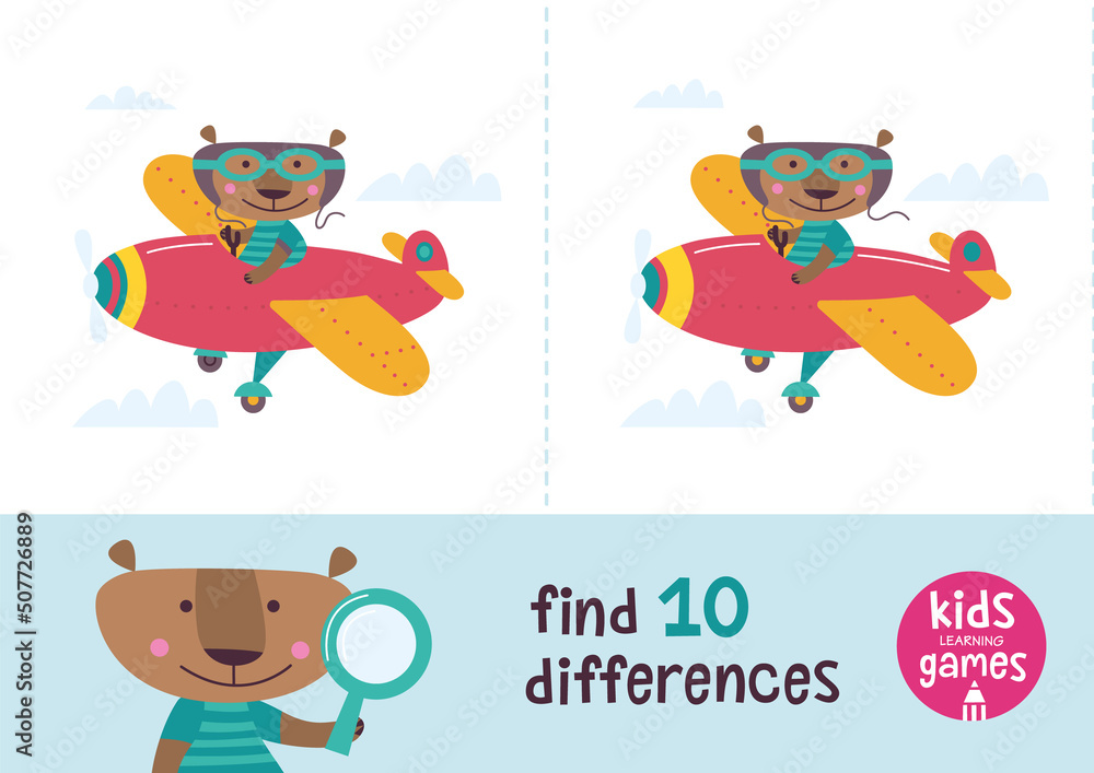 Vecteur Stock Find the differences. Kids learning games collection
