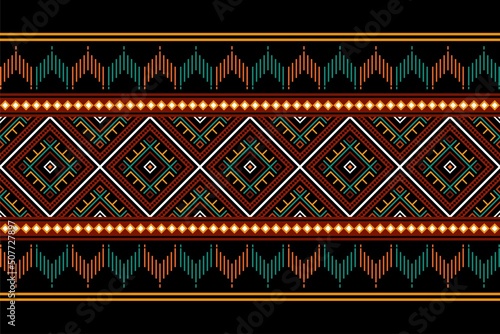 Geometric ethnic oriental seamless pattern traditional Design for background,carpet,wallpaper.clothing,wrapping,Batik fabric,Vector illustration.embroidery style, Sadu.