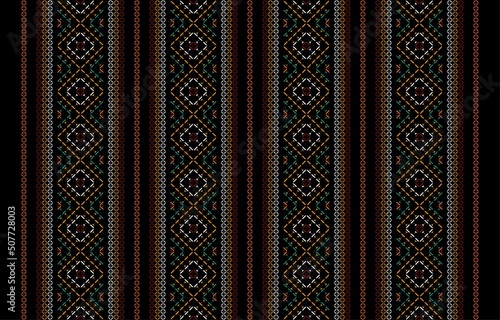 Geometric ethnic oriental seamless pattern traditional Design for background,carpet,wallpaper.clothing,wrapping,Batik fabric,Vector illustration.embroidery style, Sadu.