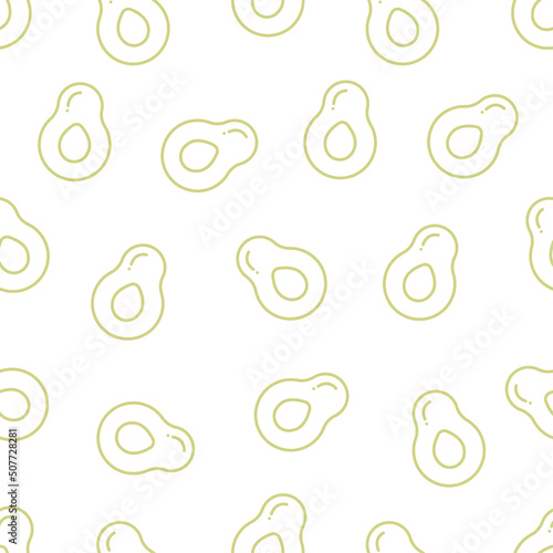 Seamless outline avocado pattern. Minimal fruit pattern isolated.