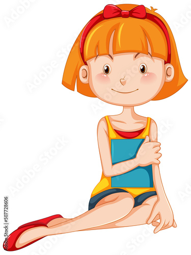 A beautiful girl sitting on the floor holding a book
