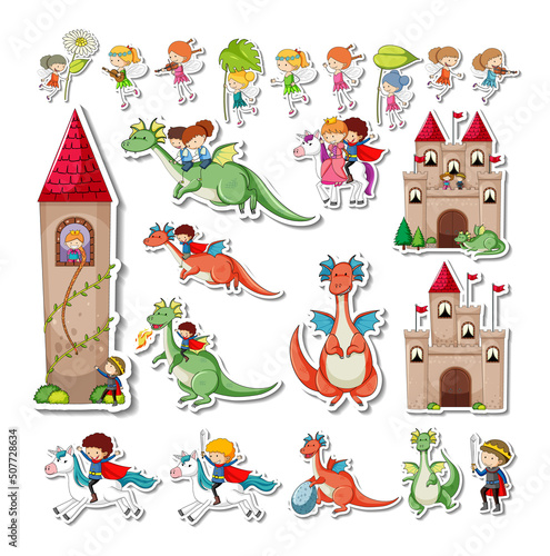 Sticker set of Fairy tale characters