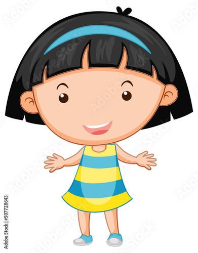 Cute girl cartoon character on white background