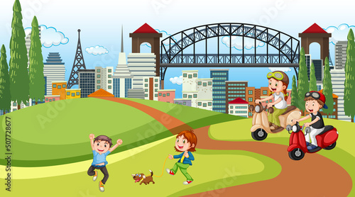 Children playing outdoor park