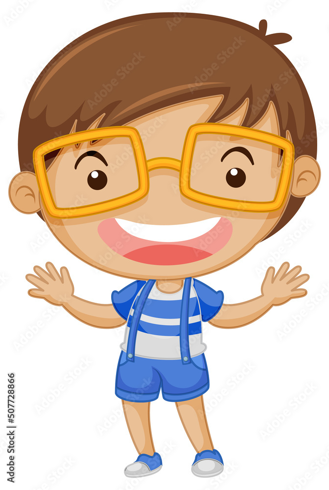 Cute boy cartoon character on white background