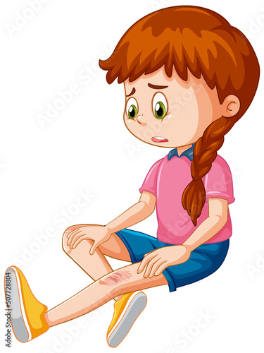 A girl injure on white background