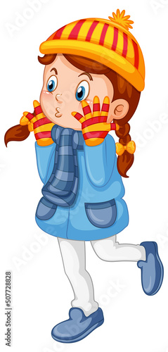 Cute girl in winter outfit cartoon