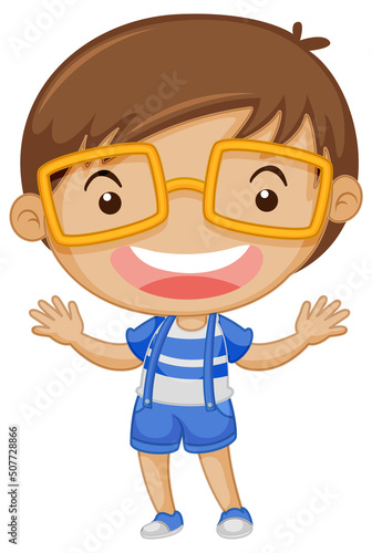 Cute boy cartoon character on white background