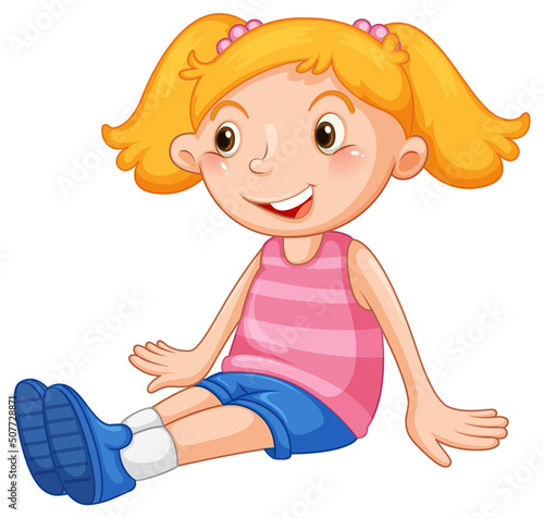 Little girl with happy face sitting