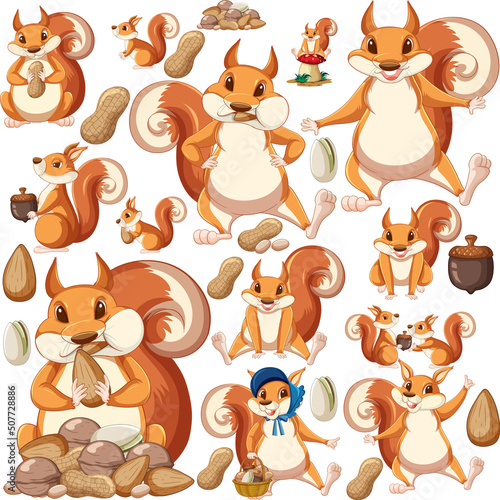 Cute animals set on white background