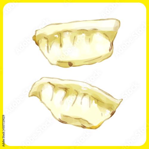 手描き水彩の焼餃子イラスト2