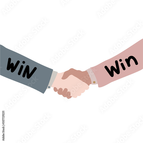 Business partnership handshake isolated background. Deal sign businessmen or women of different race, people hands shaking for contract agreement, win - win strategy concept, successful deal poster.