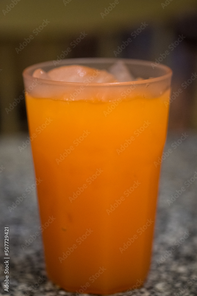 Refreshing fruit punch beverage in glass
