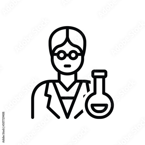 Black line icon for scientists