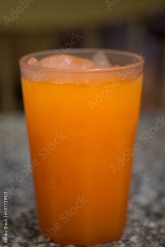 Refreshing fruit punch beverage in glass