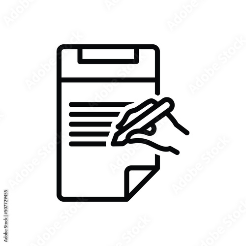 Black line icon for writing