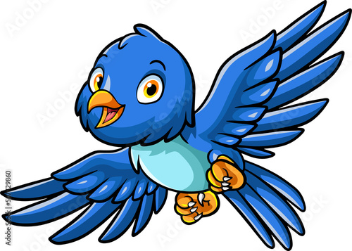 Φωτογραφία Cartoon cute little bluebird flying