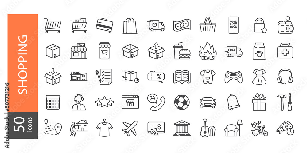 Simple Set of Shopping Related Vector Line Icons. Contains such Icons ...