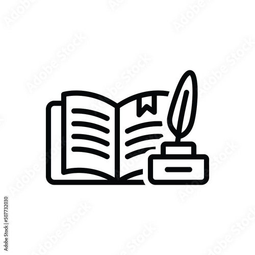 Black line icon for literature