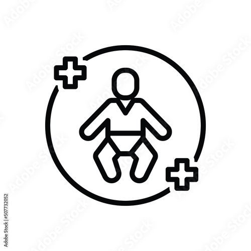 Black line icon for pediatric