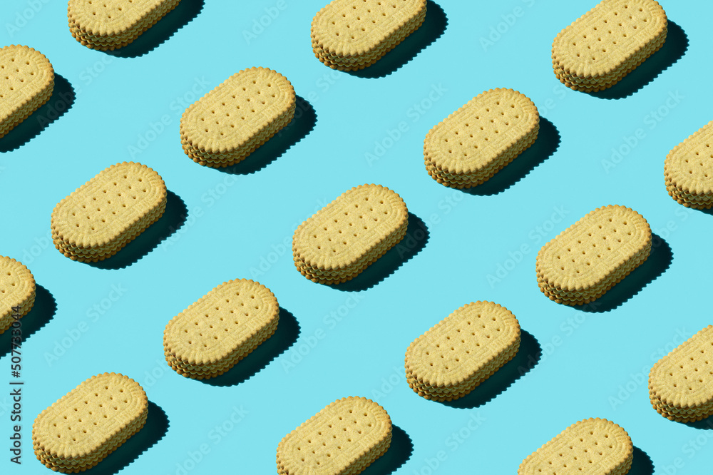 Pater from homemade cookies on a blue background. Copies, close-up clones, studio shot. Pater from homemade cookies on a blue background. Copies, close-up clones, studio shot.