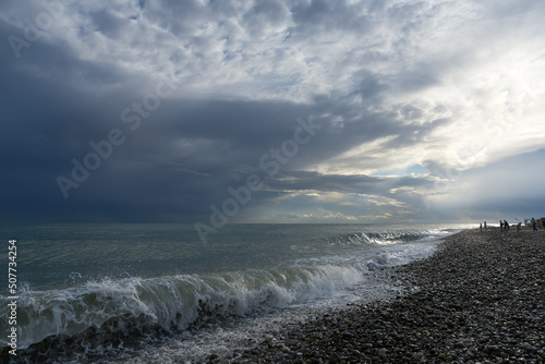 Coast of the Black Sea before a thunderstorm.