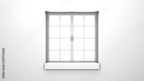 White window with white background.
3d rendering illustration.
