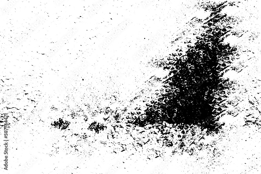 The texture is black and white. Worn surface. Grunge pattern of dust, dirt, scratches, chips The texture is black and white. Worn surface. Grunge pattern of dust, dirt, scratches, chips
