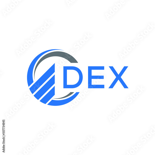 DEX Flat accounting logo design on white background. DEX creative initials Growth graph letter logo concept. DEX business finance logo design.  photo