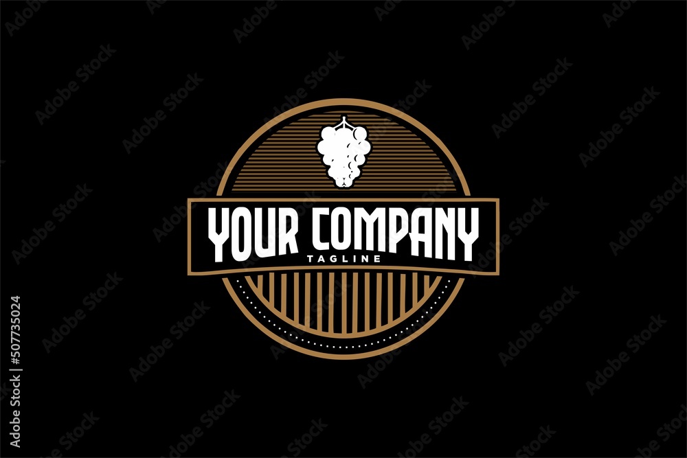 Fototapeta premium ALCOHOL GRAPE FARM LOGO VINTAGE