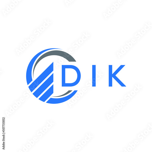 DIK Flat accounting logo design on white background. DIK creative initials Growth graph letter logo concept. DIK business finance logo design. 