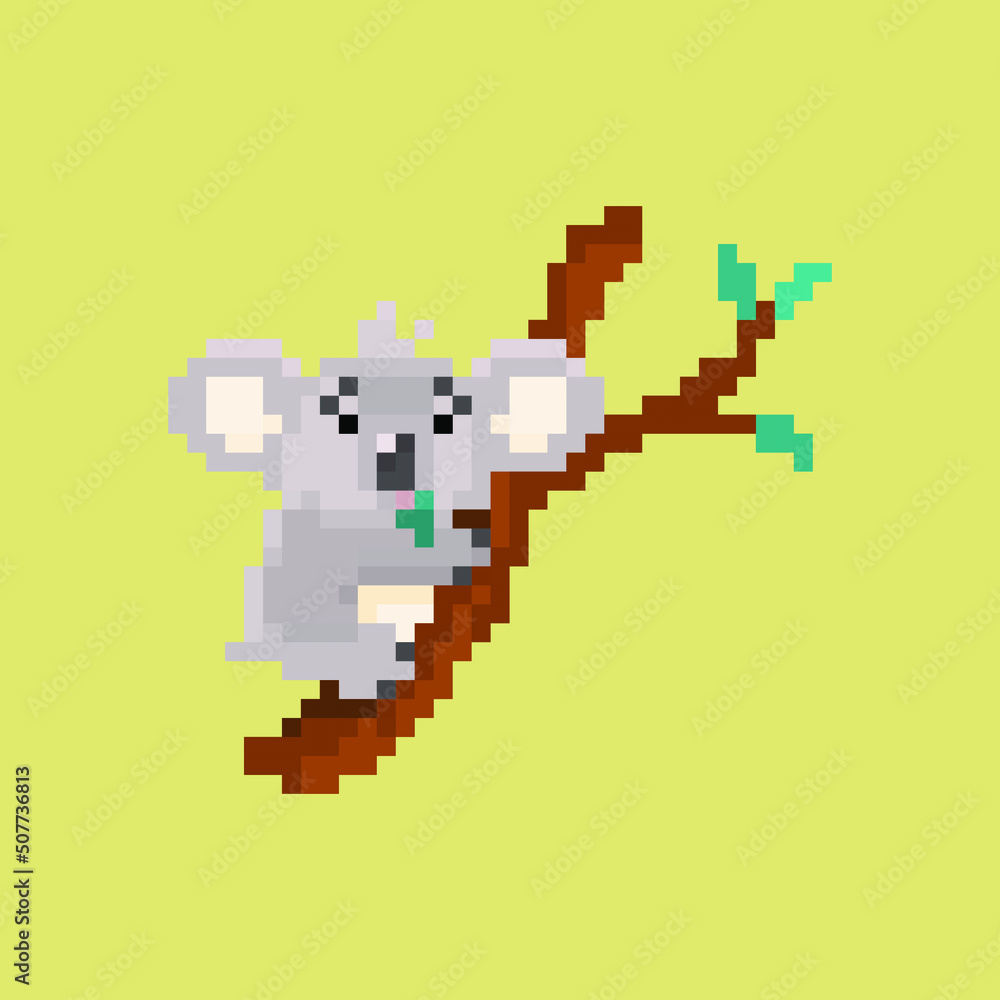 Fototapeta premium Pixel Cute Koala Australian Animal Cartoon Character