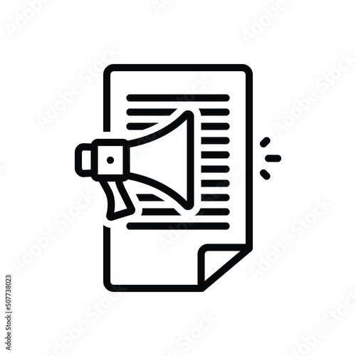 Black line icon for declare