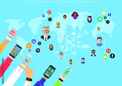 Wallpaper Mural Illustration business.design modern  idea and concept think creativity. for Social network,success,plan,think,search,analyze,communicate, futuristic idea innovation technology. Torontodigital.ca