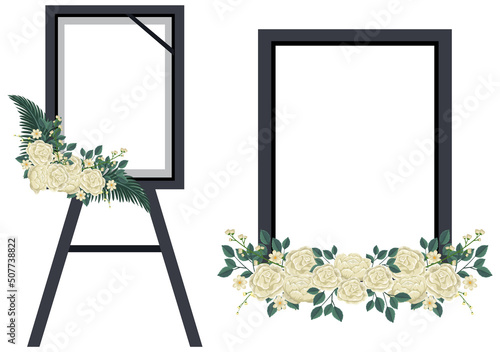 Funeral frame with flower template