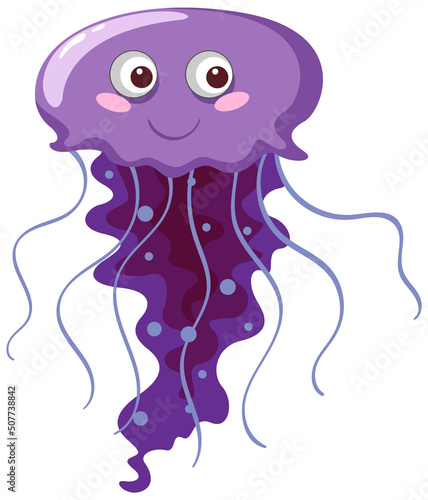 A purple jellyfish in cartoon style
