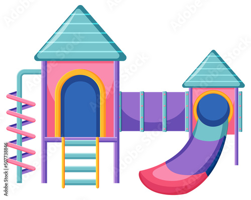 A children playground slide set on white background