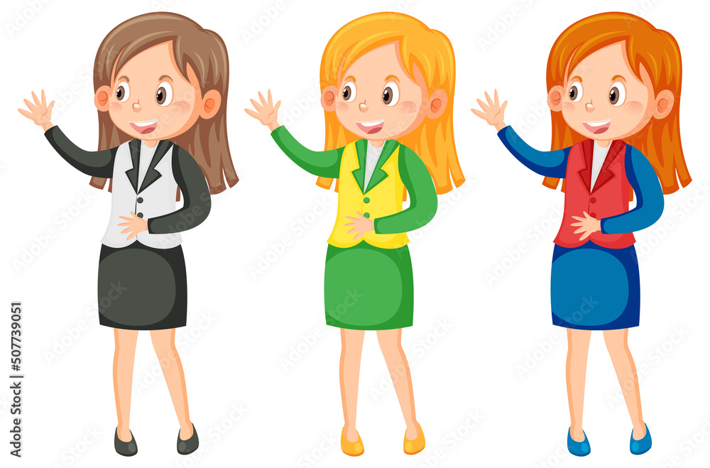 Set of different women in service uniforms Set of different women in service uniforms