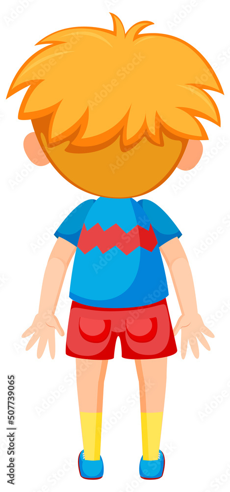 Back of a little boy cartoon character Back of a little boy cartoon character