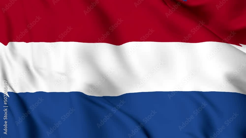 Netherlands national flag is waving in the seamless video. Animated Netherlands flag video. Close up Netherlands national flag. Smooth fabric waves. Netherlands national flag is waving in the seamless video. Animated Netherlands flag video. Close up Netherlands national flag. Smooth fabric waves.